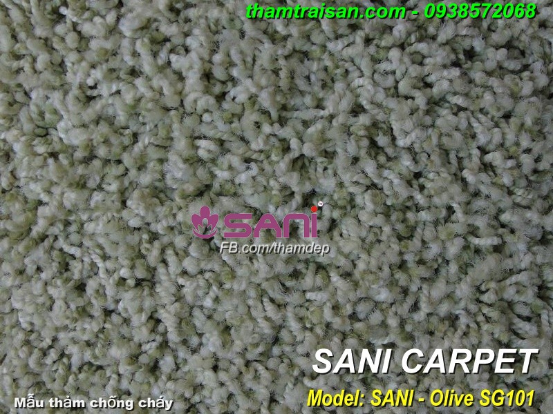 Mẫu thảm chống cháy OLIVE - SG101 tham trang tri shagy olive