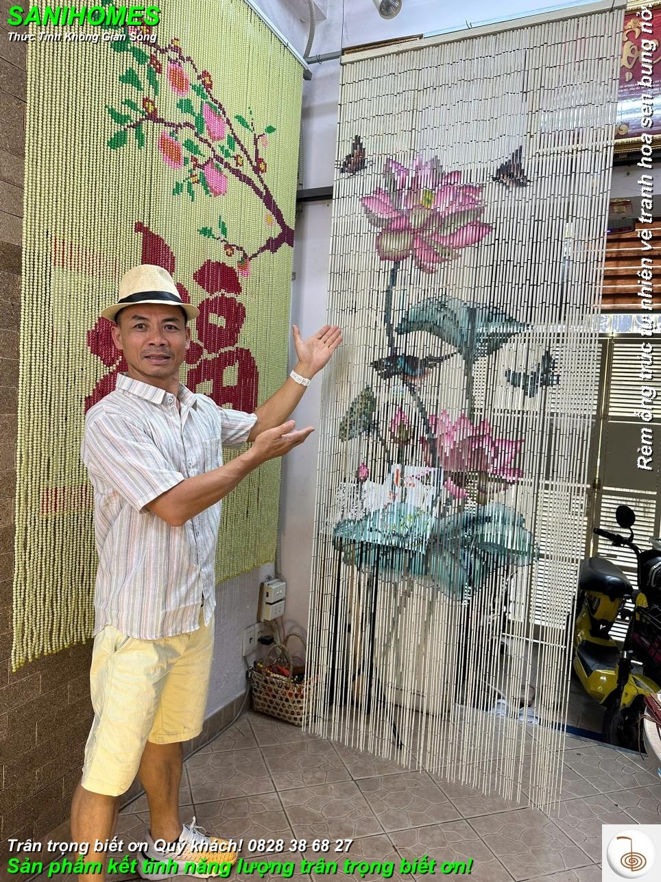 Mành trúc vẽ tranh phong thủy