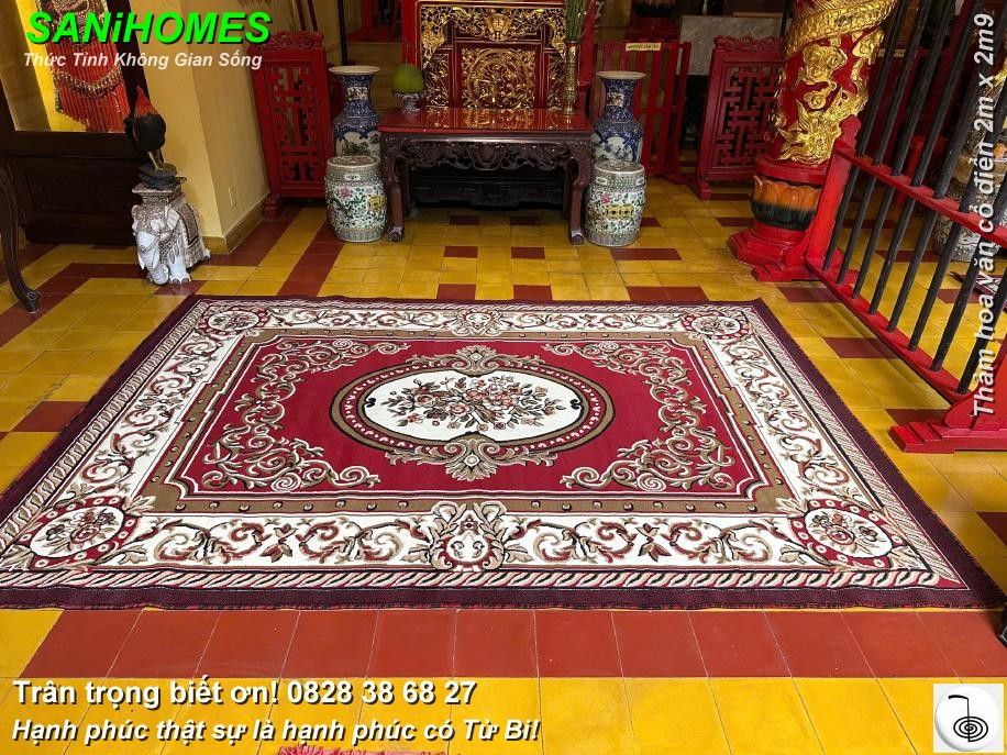 TRẢI THẢM HOA VĂN CỔ ĐIỂN CHO KHÔNG GIAN THỜ CÚNG: GÌN GIỮ VẺ ĐẸP TÂM LINH VÀ LAN TOẢ PHƯỚC LÀNH