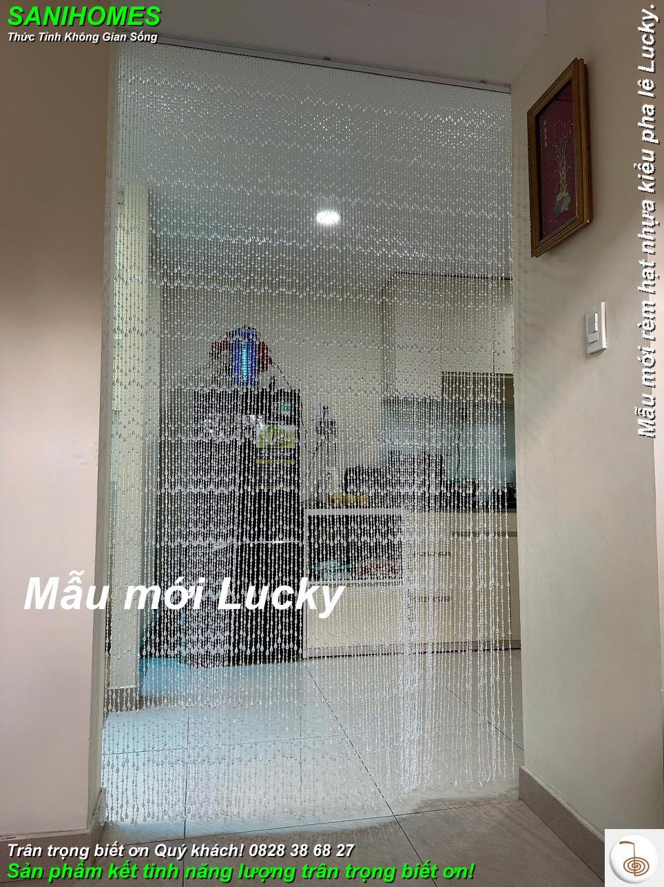 Rèm hạt nhựa pha lê Lucky không gian nhà Anh Tài